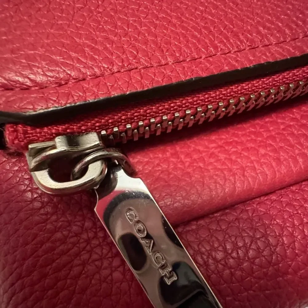 Coach Urbane Fuchsia Pink Black Fold Over Crossbody Bag Silver Hardware